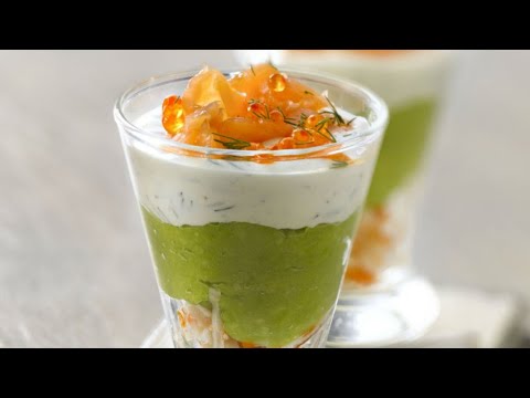 Verrine avec oeuf de truite