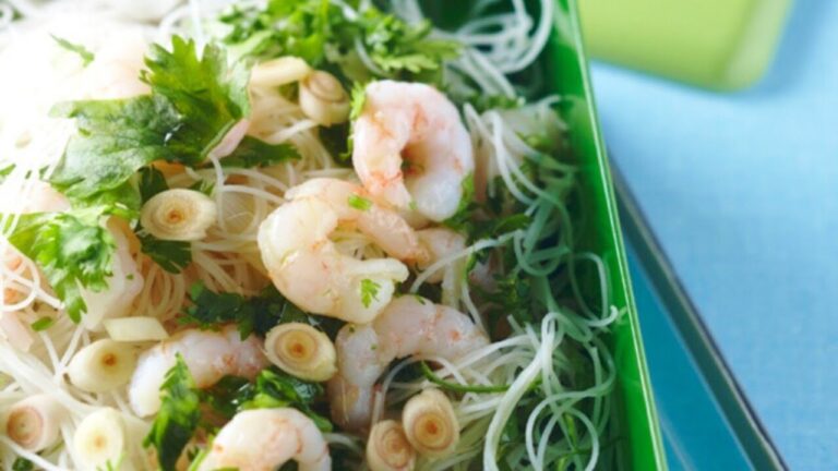 Recette nouille de riz crevette lait de coco