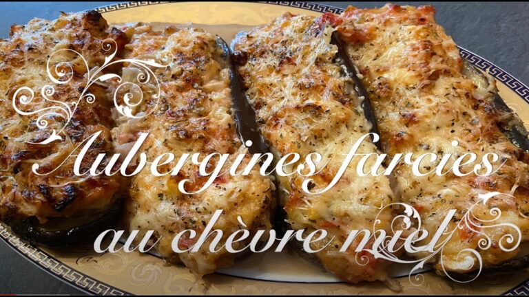Aubergine chevre miel au four