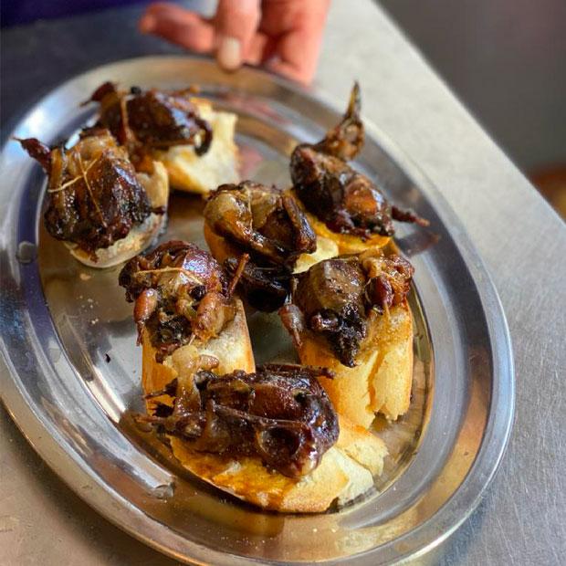 Brochette de grives au four