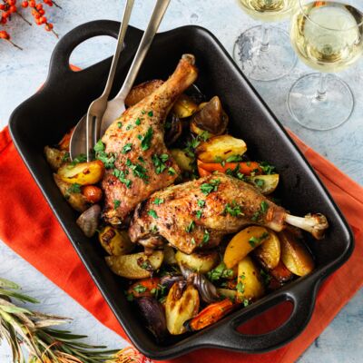 Cuisses de canard au four et pommes de terre