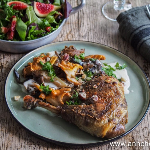 Recette cuisse de pintade aux champignons au four