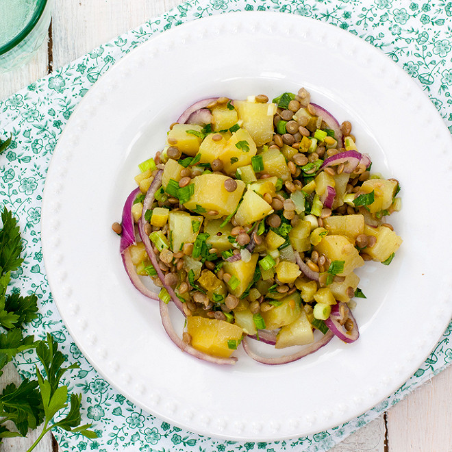 Salade lentilles pommes de terre
